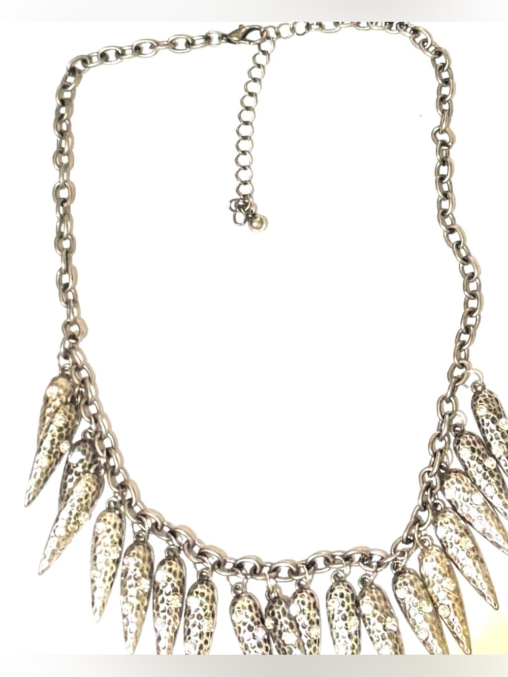 Vintage Silver-Tone Spike Fringe Necklace - Silver